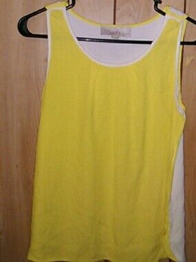 LOFT Yellow and White Sleeveless Tank Top